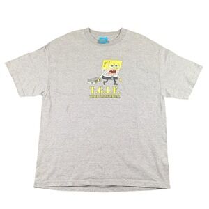 SpongeBob SquarePants TGIF Gray Graphic T-Shirt 2002 Viacom Vintage Style XL